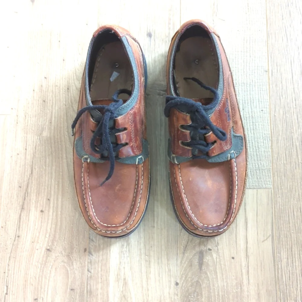 Sebago Mens 9W Brown Leather Shoes Casual Thick Sole